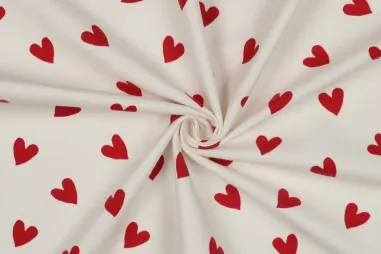 165gr/M² - Flanel stof - harten - gebroken wit - 6500-002