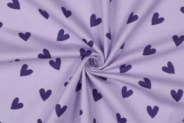 Badjas stoffen - Flanel stof - harten - lila - 6500-003