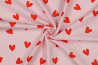 Hartjes stoffen - Flanel stof - harten - lichtroze - 6500-005