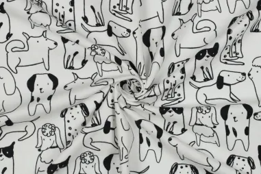 Flanell - Flanel stof - honden - gebroken wit - 6504-002