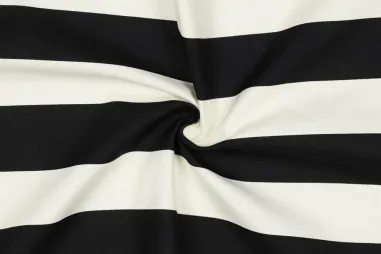 Katoen stof - poplin lakenkatoen - gebroken wit - 3121-051 - Canvas stof - strepen - zwart / gebroken wit - 5162-001