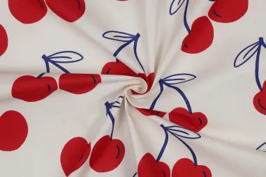 2025 - Katoen met coating - kersen - gebroken wit - 5943-002