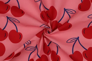 Abwaschbare Tischdecke - Katoen met coating - kersen - roze - 5943-007