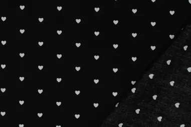 Doorgestikte stof - stepped velvet - digitaal bloemen - zwart - 3794-001 - Katoen stof - poplin - hartjes - zwart - 6120-011 