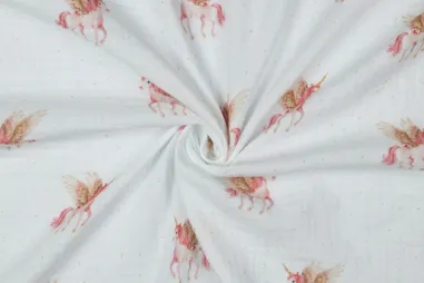 Tricot stof - digitaal bloemen - wit - 50154-220 - Hydrofiel stof - digitaal unicorns - wit - 6145-001