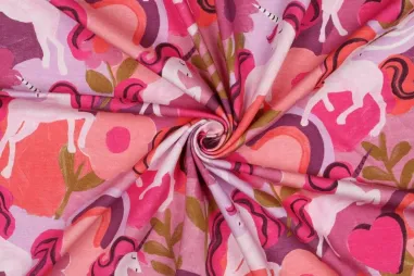 2025 - Tricot stof - digitaal unicorns - mauve - 6351-005