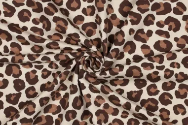 Vest stoffen - Sweattricot - panterprint - bruin - 6611-001