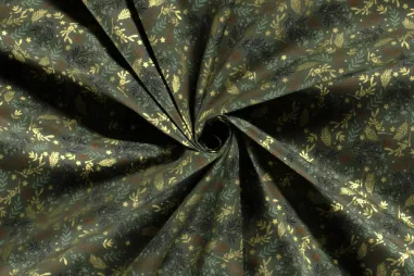 Kersttak stoffen - Kerststof - katoen poplin - folie kersttakjes - groen - 20752-027