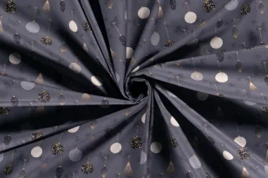 Graublau - Kerststof - katoen poplin - kerstballen - blauwgrijs - 20754-007