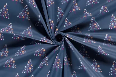 Weihnachtsmotiv - Kerststof - katoen poplin - kerstbomen - blauw - 20767-008