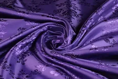 90gr/M² - Satijn stof - jacquard - rozen - paars - 5999-8