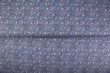 Multi Stoffe - Tricot stof - digitaal bloemetjes - blauw multi - 26148-15 