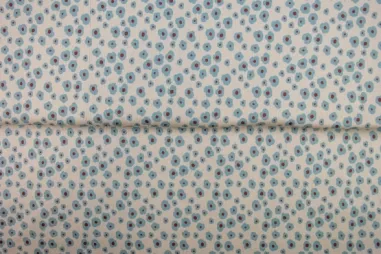 Tricot stoffen - Tricot stof - ribtricot - digitaal bloemetjes - wit blauw - 26356-22