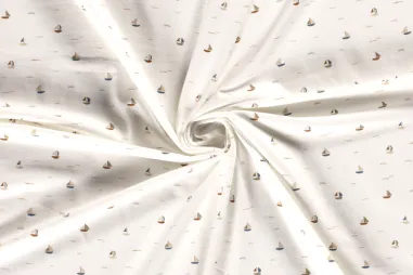 Gebroken witte stoffen - Tricot stof - zeilboten - gebroken wit - 18475-051 