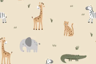 Baby broekje stoffen - Tricot stof - dieren - beige - 23524-052