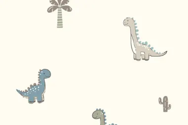 Rekbare stoffen - Tricot stof - dinosaurussen - gebroken wit - 25521-051 