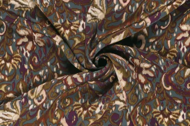 Polyester stoffen - Polyester stof - satijn duchesse - bloemen fantasie - multi - 24076-007