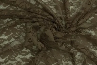 Nicki Velours taupe (26) - Kant stof - stretch - bloemen - bruin - 0392-170