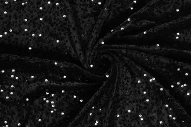 NB 5635-69 Boerenbont Karo schwarz 1 cm - Pailletten stof - fluweel - zwart - 24307-069