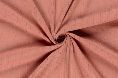 Koraalrode stoffen - Tricot stof - ajour - koraal - 25404-013