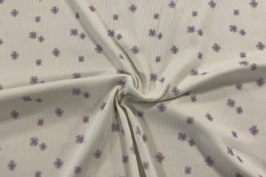 250gr/M² - Tricot stof - ribtricot - digitaal bloemetjes - gebroken wit - 25502-051