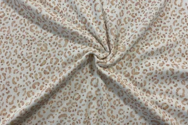 Dierenprint stoffen - Tricot stof - ribtricot - digitaal luipaardprint - gebroken wit - 25426-051