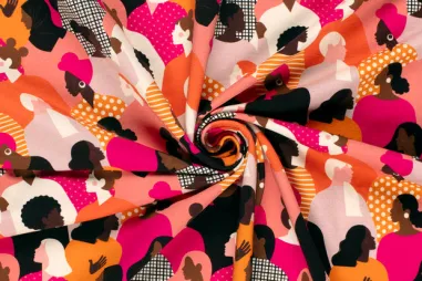 92% katoen, 8% elastan stoffen - Tricot stof - French Terry - digitaal mensen - multi - 26/22408-036