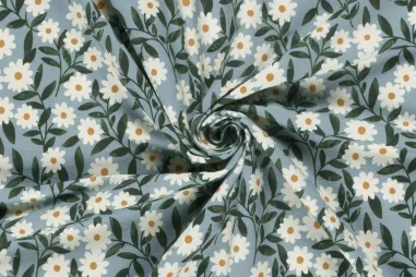 Rock - Tricot stof - French Terry - digitaal bloemetjes - blauw - 26/24406-003