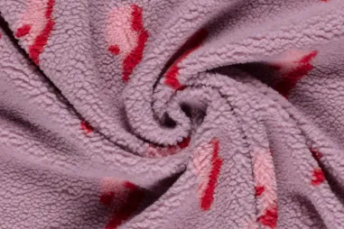 Fleece stoffen - Fleece stof - sherpa fleece - jacquard - bliksem - roze - 26/24390-014