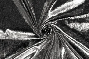 105gr/M² - Satijn stof - stretch - foliedruk - zilver - 24315-070
