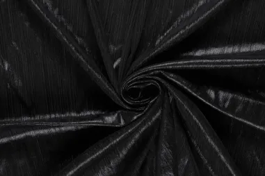 95% polyamide, 5% elastan - Tricot stof - folie geplooid - zwart - 24316-069