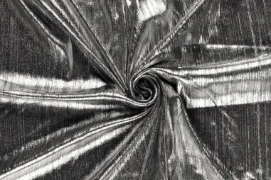 Zilveren stoffen - Tricot stof - folie geplooid - zilver - 24316-070