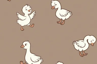 Baby broekje stoffen - Tricot stof - French Terry - gansjes - nude - 25429-152