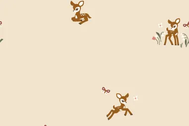 Dierenmotief stoffen - Tricot stof - hertjes - beige - 25437-052