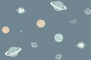 95% katoen, 5% elastan stoffen - Tricot stof - ruimte - indigo - 25472-006