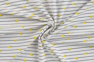 Gestreepte stoffen - Tricot stof - citroenen - geel - 10346-830