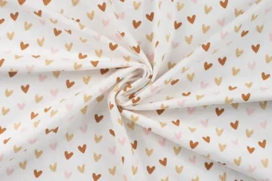 Gebroken witte stoffen - Tricot stof - glitter - hartjes - gebroken wit - 23086-510