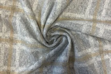 Nicky velours stof - donkergrijs - 3081-168 - Gebreide stof - wolmix - ruiten - grijs - JT904