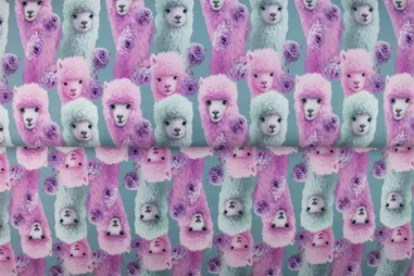 Stenzo Stoffe - Jersey – French Terry – digitale Alpakas – rosa-blau – 26509-09