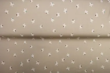 95% katoen, 5% elastan stoffen - Tricot stof - French Terry - digitaal sterren - beige - 26312-22