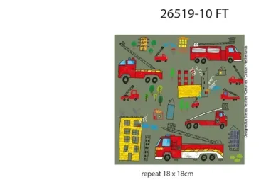 Tricot stoffen online - Tricot stof - French Terry - digitaal brandweer - kaki groen - 26519-10