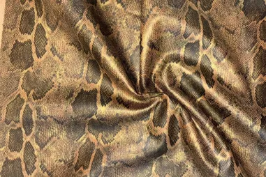 92% Polyester, 8% Elastan - Suèdine-Stoff – Schlangenprint – Camel – JT923