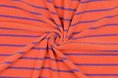 Stretch stof - camouflage - oranje multi - 325042-10 - Badstof - rekbare badstof - yarn dyed stripes - oranje - 26/3807-001