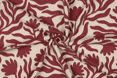 210gr/M² - Sweattricot - bloemen - bordeaux - 26/6610-004