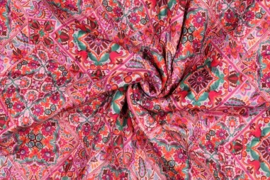 Tricot stof - Blush - 5438-014 - Doorgestikte stof - cotton voile stepped - digitaal patchwork - roze - 26/5679-001