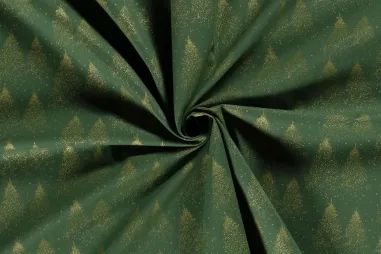 Kerst stoffen - Kerststof - katoen poplin - folie kerstbomen - groen - 20705-025
