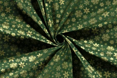 Weihnachten - Kerststof - katoen poplin - folie kerststerren - groen - 20708-025