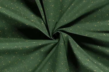 Kerst stoffen - Kerststof - katoen poplin - folie kerststerren - groen - 20709-025