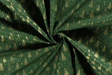 Decoratie en aankleding stoffen - Kerststof - katoen poplin - folie kerstbomen - groen - 20710-025