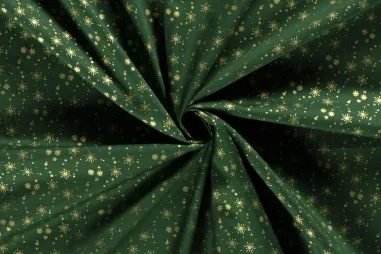 Kussen stoffen - Kerststof - katoen poplin - folie kerststerren - groen - 20711-025
